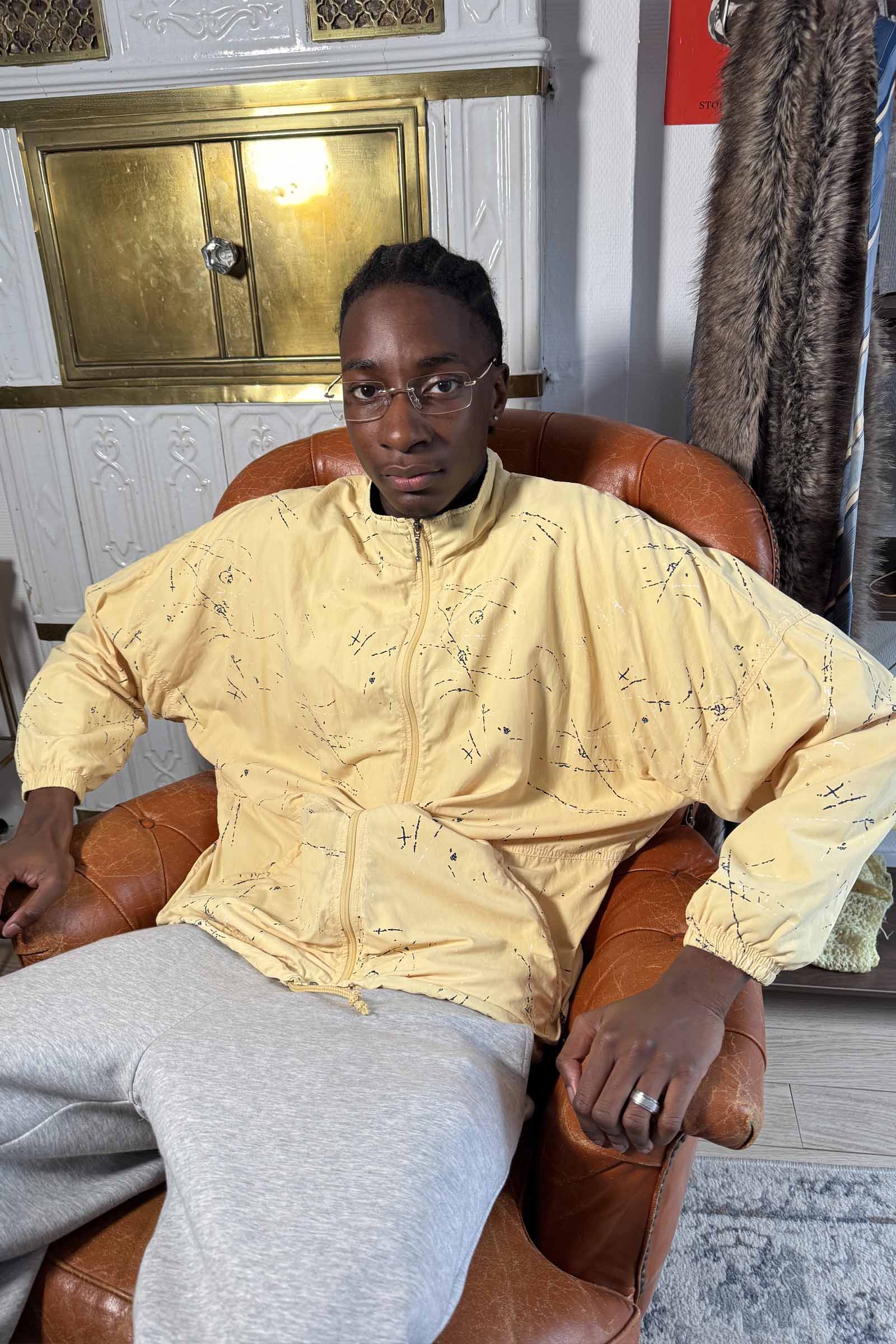 Veste jaune années 90 – Taille L